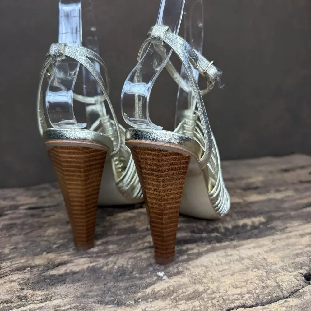 Calvin Klein Rene Metallic Gold Heels Y2K 2000s Strappy Sandals Women’s 6